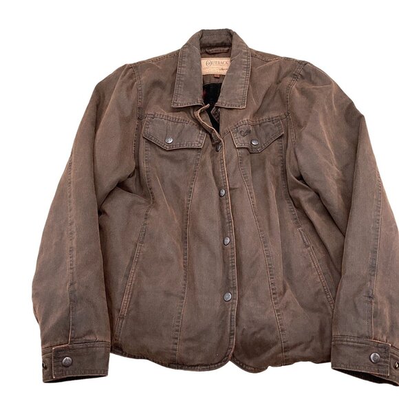 Outback Jacket Women Large Brown Los Mesa Acrylic Southwestern Sherpa Equestrian - Picture 1 of 13